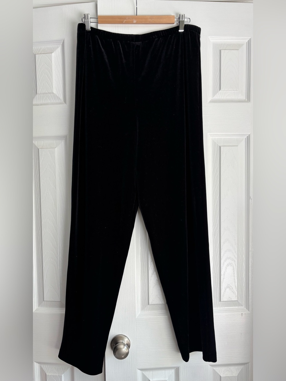 VTG Georgette Trabolsi Neiman Marcus Stretch Velvet Trouser Dress Pants Black L